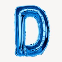 Capital letter D, blue balloon collage element, alphabet design psd