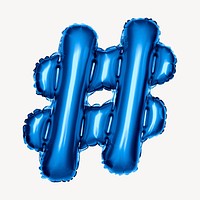 Blue hashtag balloon collage element, symbol design psd
