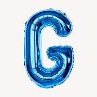 G alphabet blue balloon isolated on off white background