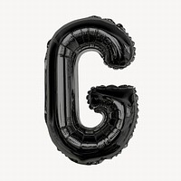 Black foil balloon G letter isolated, alphabet design
