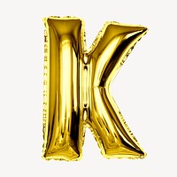 Letter K balloon, gold design psd