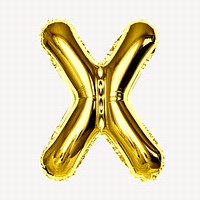 X alphabet gold balloon isolated on off white background