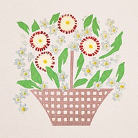 Vintage basket of flowers mockup