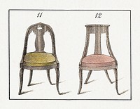 Vintage chairs from furniture poster (1833) published by Endicott & Swett. Original from The MET Museum. Digitally enhanced by rawpixel.