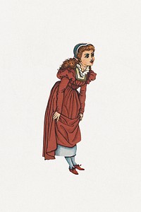 A woman in Victorian dress from Goody Two Shoes&#39; Picture Book (1874&ndash;1876) by <a href="https://www.rawpixel.com/search/Walter%20Crane?sort=curated&amp;rating_filter=all&amp;type=all&amp;mode=shop&amp;page=1">Walter Crane</a>. Original from The MET Museum. Digitally enhanced by rawpixel.