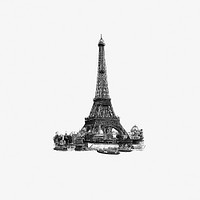 Vintage European style Eiffel Tower engraving