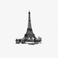 Vintage European style Eiffel Tower engraving. Original from the British Library. Digitally enhanced by rawpixel.