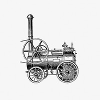 Vintage portable steam engines engraving illustration