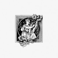 Greek female character badge, heraldic design from the book The Scots in France, the French in Scotland published by <a href="https://www.rawpixel.com/search/Tru%CC%88bner%20%26%20cie?sort=curated&amp;page=1">Tr&uuml;bner &amp; Cie</a> (1862). Original from the British Library. Digitally enhanced by rawpixel.