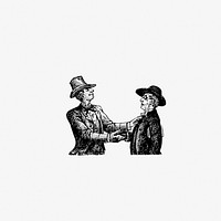 Shaking hands men from A Tramp Abroad (1880) published by <a href="https://www.rawpixel.com/search/Mark%20Twain?sort=curated&amp;page=1">Mark Twain</a>. Original from the British Library. Digitally enhanced by rawpixel.