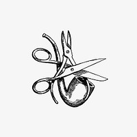 Drawing of a scissors and a pipe