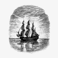 Ship in the ocean from Favourite English poems and poets (1870). Original from the British Library. Digitally enhanced by rawpixel.