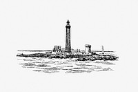 Lighthouse in Marseille from The Rivers of France. The Rhone Book Decorated With 168 Drawings by <a href="https://www.rawpixel.com/search/A.%20Chapon?sort=curated&amp;page=1">A. Chapon</a> (1892). Original from the British Library. Digitally enhanced by rawpixel.