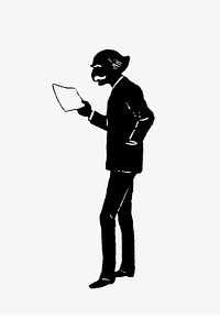 Elderly scholar silhouette from Mr.Grant Allen's New Story Michael's Crag With Marginal Illustrations in Silhouette, etc published by Leadenhall Press (1893). Original from the British Library. Digitally enhanced by rawpixel.