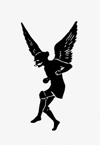Male angel silhouette from Mr.Grant Allen&#39;s New Story Michael&#39;s Crag With Marginal Illustrations in Silhouette, etc published by <a href="https://www.rawpixel.com/search/Leadenhall%20Press?sort=curated&amp;page=1">Leadenhall Press</a> (1893). Original from the British Library. Digitally enhanced by rawpixel.