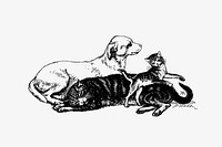 A dog, cat and kitten from Sing-Song. A Nursery Rhyme Book... With... illustrated by <a href="https://www.rawpixel.com/search/A.%20Hughes?sort=curated&amp;page=1">A. Hughes</a> (1893). Original from the British Library. Digitally enhanced by rawpixel.