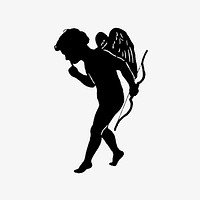 Drawing of a cupid in silhouette