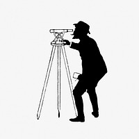 Drawing of a man looking in a telescope silhouette