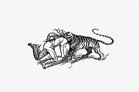 Indian tiger attacking a man from The American Metropolis From Knickerbocker Days To The Present Time, New York City Life In All Its Various Phases... Illustrated published by <a href="https://www.rawpixel.com/search/Author%27s%20Syndicate?sort=curated&amp;page=1">Author&#39;s Syndicate</a> (1897). Original from the British Library. Digitally enhanced by rawpixel.