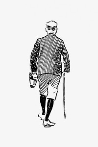 Back side of a walking man illustration
