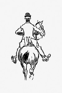 Drawing of a man on a horseback