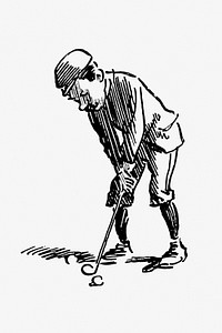 Golfer from The Z.Z.G or Zig Zag Guide Round And About The Bold And Beautiful Kentish Coast... Illustrated by Philip William May (1897). Original from the British Library. Digitally enhanced by rawpixel.