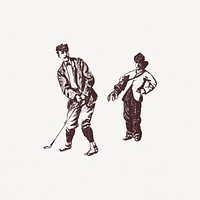 Drawing of a golfer and a caddie