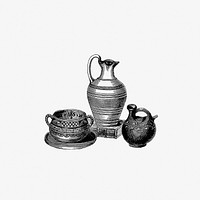Group of ancient Roman vases from the western coast from Scenery, Science, And Art, Being Extracts From The Note Book Of A Geologist And Mining Engineer published by <a href="https://www.rawpixel.com/search/John%20Van%20Voorst?sort=curated&amp;page=1">John Van Voorst</a> (1854). Original from the British Library. Digitally enhanced by rawpixel.
