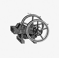 Drawing of a vintage wheel and pulley layout