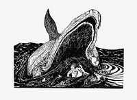 Sea whale from The Writings in Prose and Verse of Rudyard Kipling published by <a href="https://www.rawpixel.com/search/C.%20Scribner%E2%80%99s%20Sons?sort=curated&amp;page=1">C. Scribner&rsquo;s Sons</a> (1897). Original from the British Library. Digitally enhanced by rawpixel.