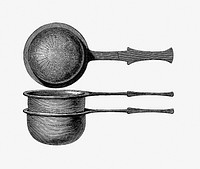 Scoop with bronze sieve. Roman work skane from Swedish History From The Oldest Time To Our Days (1877). Original from the British Library. Digitally enhanced by rawpixel.<br /><br />