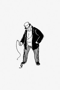 Drawing of a man playing with a toy