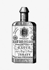 Cologne bottle from Jersey Illustrated, Etc, Appendix published by <a href="https://www.rawpixel.com/search/Jersey%20Commercial%20Association?sort=curated&amp;page=1">Jersey Commercial Association</a> (1890). Original from the British Library. Digitally enhanced by rawpixel.