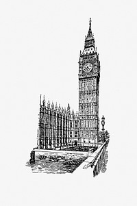 Clock tower from England, Scotland And Ireland. Work Illustrated With 494 Engravings, Etc (1897). Original from the British Library. Digitally enhanced by rawpixel.