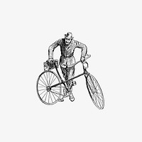 Drawing of a bicycle and a man
