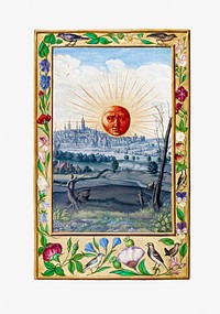 Sun with human face rising produced in Germany (1582). Original from the British Library. Digitally enhanced by rawpixel.
