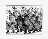 Drawing of running judges