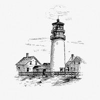 Highland lighthouse from Truro... Cape Cod, Or, Landmarks And Sea Marks... Illustrations published by <a href="https://www.rawpixel.com/search/D.%20Lothrop%20and%20Co?sort=curated&amp;page=1">D. Lothrop and Co</a>. (1883). Original from the British Library. Digitally enhanced by rawpixel.