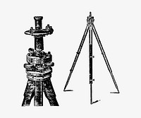 Tripod from A Treatise On Mine-Surveying... With... Diagrams published by <a href="https://www.rawpixel.com/search/C.%20Griffin%20%26%20Co?sort=curated&amp;page=1">C. Griffin &amp; Co</a>. (1899). Original from the British Library. Digitally enhanced by rawpixel.