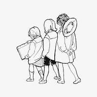 Drawing of a walking kids
