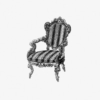 Vintage Victorian style chair engraving. Original from the British Library. Digitally enhanced by rawpixel.