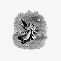 Vintage Victorian style angel and child engraving. Original from the British Library. Digitally enhanced by rawpixel.