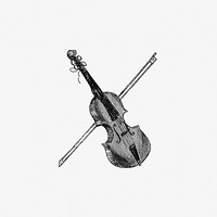 Vintage Victorian style wooden violin engraving. Original from the British Library. Digitally enhanced by rawpixel.