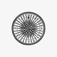 Vintage Victorian style compass engraving