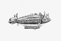 Vintage Victorian style airship engraving