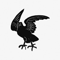 Vintage Victorian style enrgaved crow. Original from the British Library. Digitally enhanced by rawpixel.