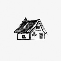 Vintage Victorian style house engraving engraving