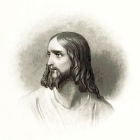 Jesus Christ portrait from Scenes in the life of the Saviour (1845) by <a href="https://www.rawpixel.com/search/Rufus%20Wilmot%20Griswold?sort=curated&amp;page=1">Rufus Wilmot Griswold</a>. Original from the British Library. Digitally enhanced by rawpixel.