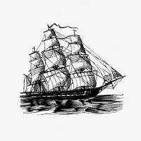 Vintage European style ship illustration from The Young Voyager by <a href="https://www.rawpixel.com/search/Michel%20M%C3%B6ring?sort=curated&amp;page=1">Michel M&ouml;ring</a> (1853). Original from the British Library. Digitally enhanced by rawpixel.