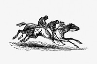 Vintage European style horseback riding race engraving